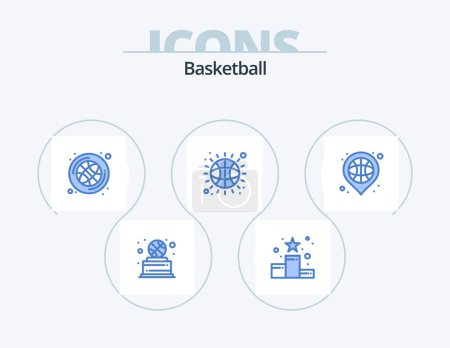 Téléchargez les illustrations : Basketball Blue Icon Pack 5 Icon Design. basketball. sport. star. basketball. game - en licence libre de droit