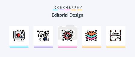 Ilustración de Editorial Design Line Filled 5 Icon Pack Including . photos. development. images. layers. Creative Icons Design - Imagen libre de derechos