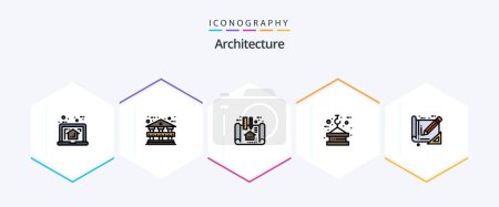 Illustration for Architecture 25 FilledLine icon pack including tools. rope. apartment. lifting. crane - Royalty Free Image