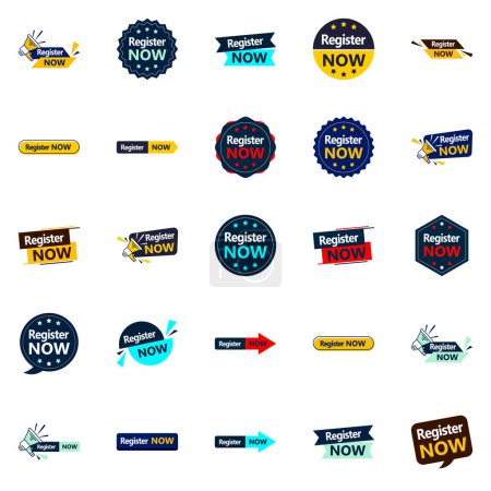 Ilustración de 25 Versatile Typographic Banners for Register Now - Imagen libre de derechos