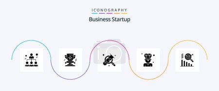 Ilustración de Business Startup Glyph 5 Icon Pack Including business . search. win . magnifying . business - Imagen libre de derechos