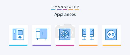Illustration for Appliances Blue 5 Icon Pack Including light. appliances. extractor. apartment. sound. Creative Icons Design - Royalty Free Image