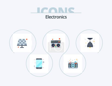 Illustration for Electronics Flat Icon Pack 5 Icon Design. . light. battery. electric. mixer - Royalty Free Image