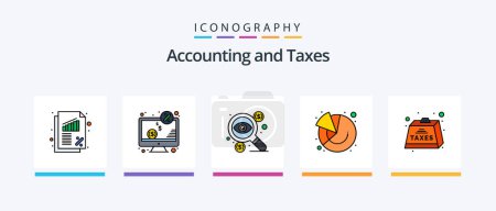 Illustration for Taxes Line Filled 5 Icon Pack Including finance. business. management. revenue. money. Creative Icons Design - Royalty Free Image