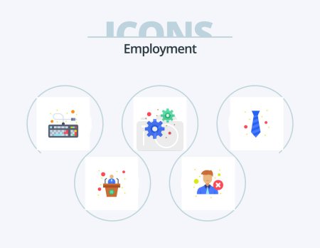 Ilustración de Employment Flat Icon Pack 5 Icon Design. office. settings. reject. gears. connection - Imagen libre de derechos