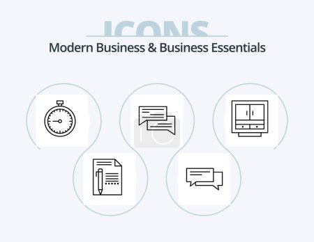 Ilustración de Modern Business And Business Essentials Line Icon Pack 5 Icon Design. hardware. desktop. bubble. computer. social - Imagen libre de derechos