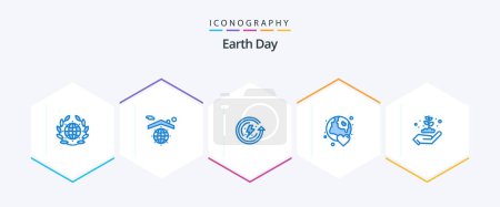 Illustration for Earth Day 25 Blue icon pack including earth day. love. earth day. world. earth - Royalty Free Image
