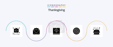 Illustration for Thanksgiving Glyph 5 Icon Pack Including dessert. baking. thanks. leaf. canada - Royalty Free Image