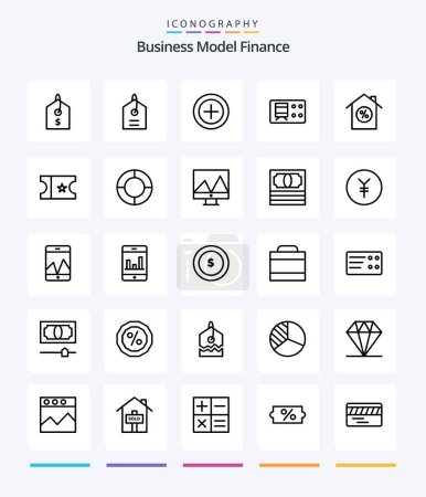 Ilustración de Creative Finance Paquete de iconos de 25 OutLine, como el análisis. diagrama. transporte. un gráfico. película - Imagen libre de derechos