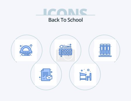 Illustration for Back To School Blue Icon Pack 5 Icon Design. education. paint palette. education. education. color - Royalty Free Image