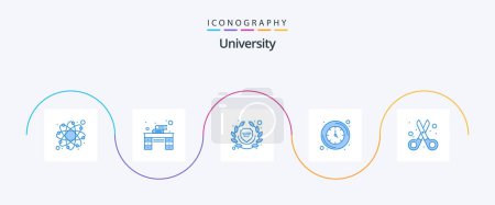 Illustration for University Blue 5 Icon Pack Including tools. watch. college. wall. clock - Royalty Free Image