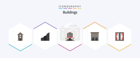 Illustration for Buildings 25 Flat icon pack including furniture. buildings. modern building. shops. retail - Royalty Free Image