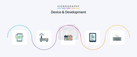 Illustration for Device And Development Flat 5 Icon Pack Including keyboard. cell. camera. hardware. mobile - Royalty Free Image