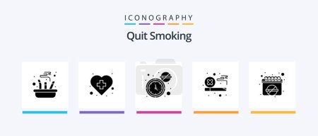 Illustration for Quit Smoking Glyph 5 Icon Pack Including cross. cigarette. healthcare. block. time. Creative Icons Design - Royalty Free Image