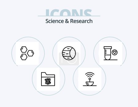 Illustration for Science Line Icon Pack 5 Icon Design. space. board. earth. atom. saturn - Royalty Free Image