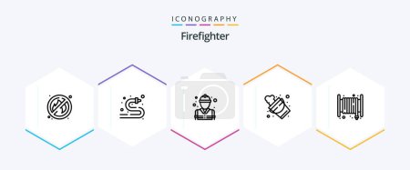 Ilustración de Firefighter 25 Line icon pack including fire. alarm. fire. tool. fire - Imagen libre de derechos