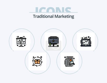 Téléchargez les illustrations : Traditional Marketing Line Filled Icon Pack 5 Icon Design. user. customer. sheet. centricity. listing - en licence libre de droit