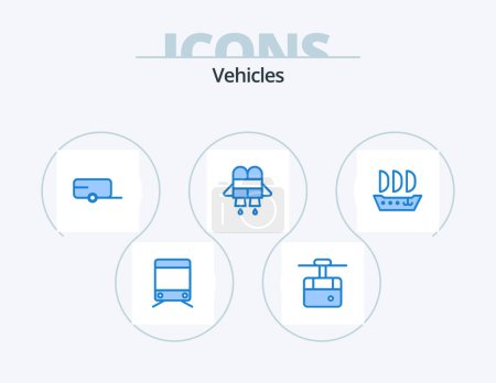 Illustration for Vehicles Blue Icon Pack 5 Icon Design. . . trailer. ship. argosy - Royalty Free Image