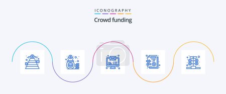 Illustration for Crowdfunding Blue 5 Icon Pack Including investment. fund. imac. money. files - Royalty Free Image
