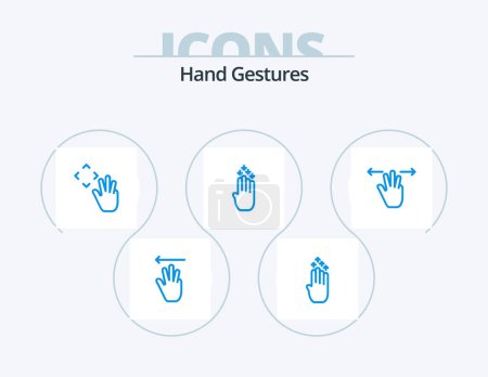 Téléchargez les illustrations : Gestures main Icône bleue Pack 5 Icône Design. gestes. geste. Debout. Quatre. croup - en licence libre de droit