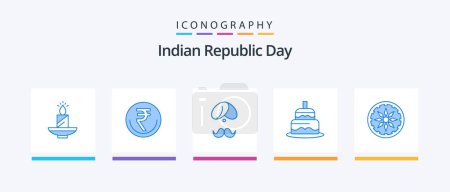 Illustration for Indian Republic Day Blue 5 Icon Pack Including man. india. currency. hindu. rupee. Creative Icons Design - Royalty Free Image