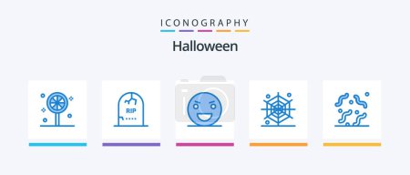 Illustration for Halloween Blue 5 Icon Pack Including rotten. spider. evil. holidays. scary. Creative Icons Design - Royalty Free Image