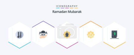 Ilustración de Ramadán 25 Pack de iconos planos incluyendo a Dios. islam. Donación. allah. islam - Imagen libre de derechos