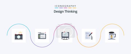 Ilustración de Design Thinking Flat 5 Icon Pack Incluye documento. Editar. Dibujo. cv. usuario - Imagen libre de derechos