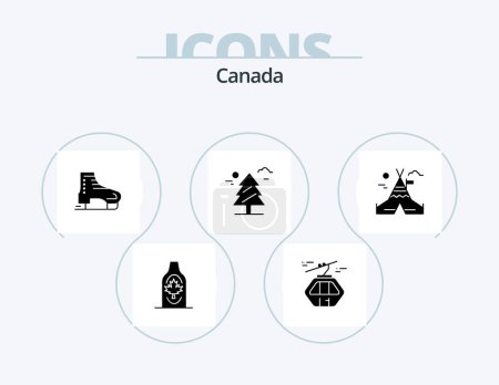 Téléchargez les illustrations : Canada Glyph Icon Pack 5 Icon Design. weald. Forêt. gondole. scandinavie. canada - en licence libre de droit
