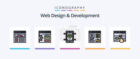 Ilustración de Web Design And Development Line Filled 5 Icon Pack Including web page . window . web. data. Creative Icons Design - Imagen libre de derechos