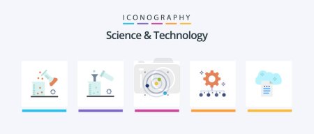 Ilustración de Science And Technology Flat 5 Icon Pack Including team performance. authority responsibility. test tube. sphere. planets orbiting. Creative Icons Design - Imagen libre de derechos