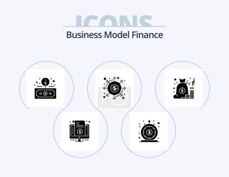 Ilustración de Finanzas Glyph Icon Pack 5 Icon Design. finanzas. distribución. Dinero. roi. inversión - Imagen libre de derechos