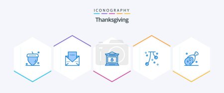 Illustration for Thanks Giving 25 Blue icon pack including food. fall. fire. event. cherries - Royalty Free Image