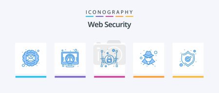 Ilustración de Web Security Blue 5 Icon Pack Including shield. protection. data error. person. anonymous. Creative Icons Design - Imagen libre de derechos