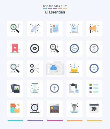 Illustration for Creative Ui Essentials 25 Flat icon pack  Such As online. attachment. picker. ui. newspaper - Royalty Free Image