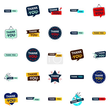 Illustration for 25 Innovative Vector Icons for Thank You Notes - Royalty Free Image