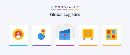 Ilustración de Global Logistics Flat 5 Icon Pack Including logistic. lock. world. locker. pay. Creative Icons Design - Imagen libre de derechos