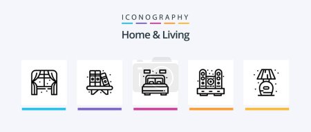 Illustration for Home And Living Line 5 Icon Pack Including shelf. living. living. home. lump. Creative Icons Design - Royalty Free Image