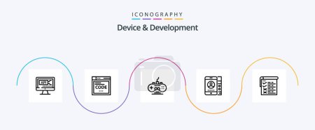 Ilustración de Paquete de iconos de la línea 5 del dispositivo y del desarrollo incluyendo la prueba. teléfono. controlador. servicio. lmobile - Imagen libre de derechos