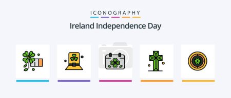 Téléchargez les illustrations : Ireland Independence Day Line Filled 5 Icon Pack Including alcoholparty. ireland. beer. colorful. celebrate. Creative Icons Design - en licence libre de droit