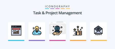 Téléchargez les illustrations : Task And Project Management Line Filled 5 Icon Pack Including people . market share . user. business . lock. Creative Icons Design - en licence libre de droit