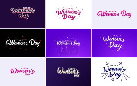 Téléchargez les illustrations : Set of cards with an International Women's Day logo - en licence libre de droit