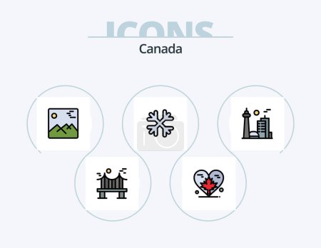 Téléchargez les illustrations : Canada Line Filled Icon Pack 5 Icon Design. hockey. canada. landmark. leaf. location - en licence libre de droit