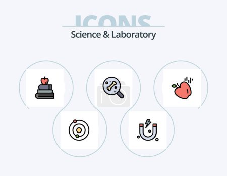 Téléchargez les illustrations : Science Line Filled Icon Pack 5 Icon Design. . science. science. lab. tube - en licence libre de droit