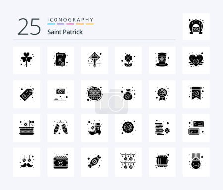 Téléchargez les illustrations : Saint Patrick 25 Solid Glyph icon pack including irish. day. cross. leaf. clover - en licence libre de droit