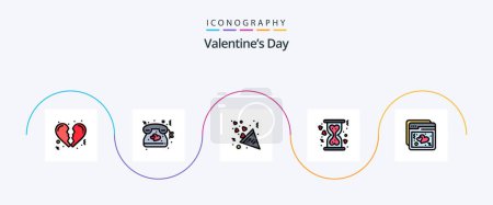 Téléchargez les illustrations : Valentines Day Line Filled Flat 5 Icon Pack Including ux. internet. fireworks. hourglass. donation - en licence libre de droit