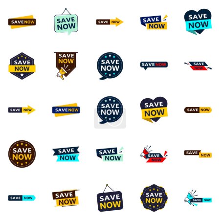 Photo for Save Now 25 Eye catching Typographic Banners for boosting savings - Royalty Free Image