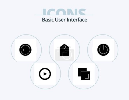 Ilustración de Basic Glyph Icon Pack 5 Icon Design. power. off. back. basic. tag - Imagen libre de derechos