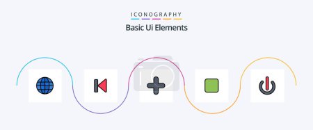 Téléchargez les illustrations : Basic Ui Elements Line Filled Flat 5 Icon Pack Including off. unchecked. start. check box. sign - en licence libre de droit