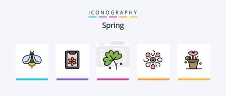 Téléchargez les illustrations : Spring Line Filled 5 Icon Pack Including eggs. ladybird. spring. bug. spring. Creative Icons Design - en licence libre de droit